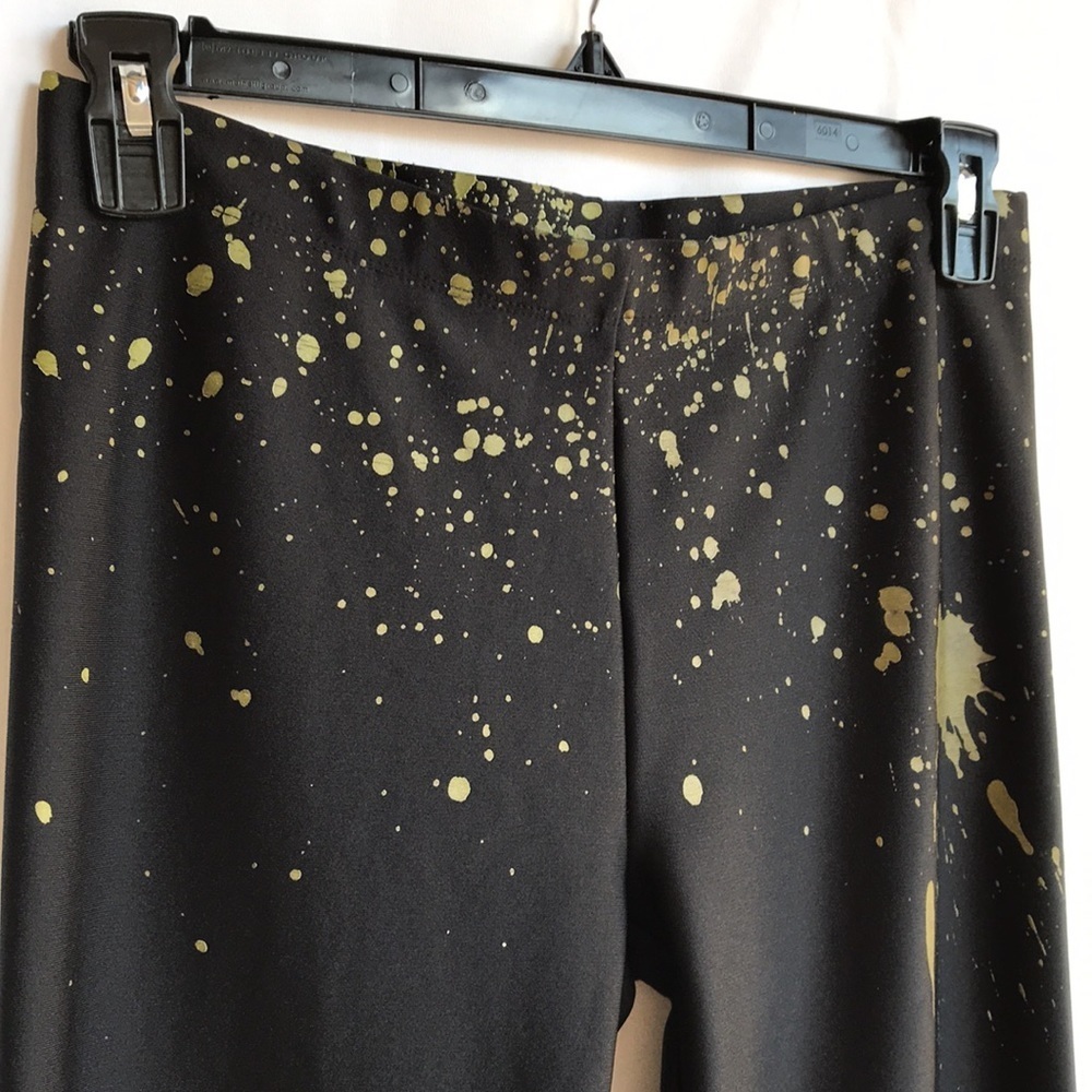 Hot Sox black paint splatter design leggings, sz M - Picture 9 of 11